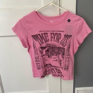 BRAND NEW cropped pink graphic baby tee